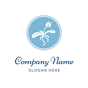 White and Blue Circle Company Logo - Blue Circle and White Orchid logo design. Flower Logo