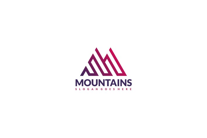 Mountains with Pink Logo - Mountains Logo by 3ab2ou on Envato Elements