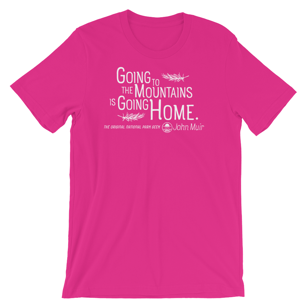 Mountains with Pink Logo - Going To The Mountains T-Shirt - White Logo - National Park Geek