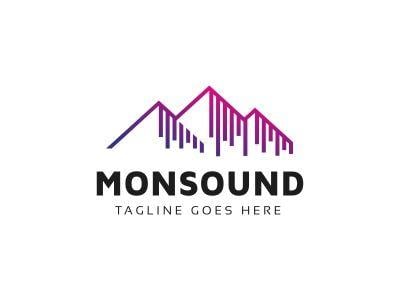 Mountains with Pink Logo - Mountains Sound Wave Logo