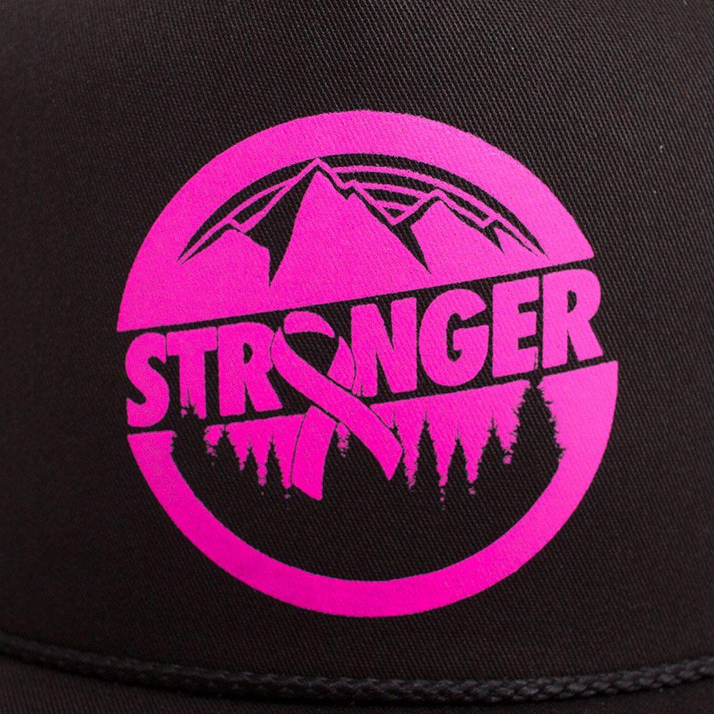 Mountains with Pink Logo - Black Non Logo BCA With Mountains And Strong Adj Hat