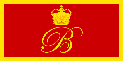 Red and Gold with a Crown of a B Logo - Marple (Television Series)