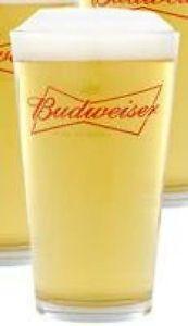 Red and Gold with a Crown of a B Logo - Budweiser Pint Clear Glass Stein Red B Gold Crown Logo 16 oz Barware ...