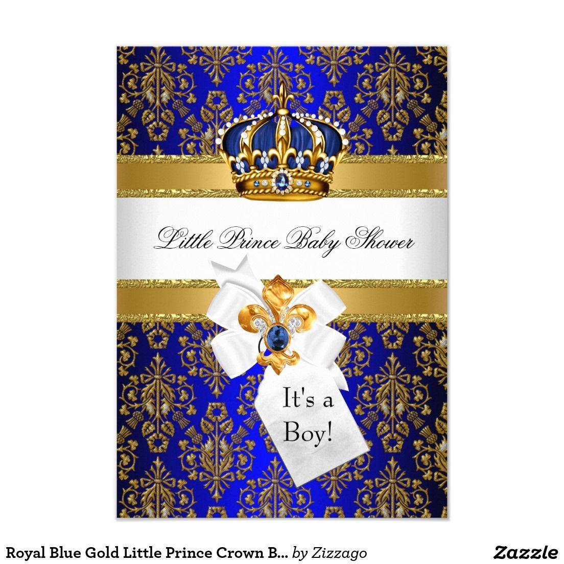 Red and Gold with a Crown of a B Logo - Royal Blue Gold Little Prince Crown Baby Shower Invitation. Stuff