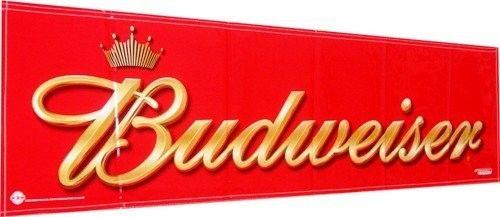 Red and Gold with a Crown of a B Logo - Budweiser Crown B Gold Script Banner Sign 7'x2'
