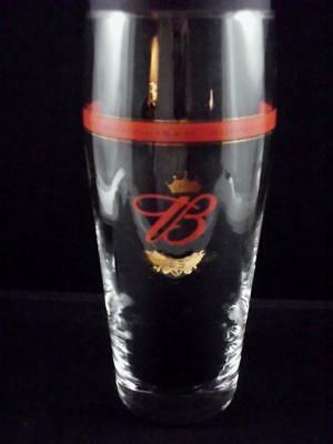 Red and Gold with a Crown of a B Logo - BUDWEISER GOLD CROWN Red B Logo Pint Beer Drinking Glass Red