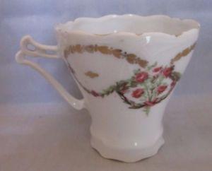 Red and Gold with a Crown of a B Logo - Prussia Crown B Bone China Tea Cup Red Roses Gold Trim