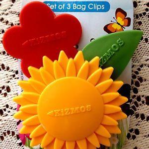 Red Green and Yellow Flower Logo - Kizmos Flora Plastic Bag Clips, Set of Yellow & Red Flowers Green