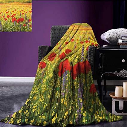 Red Green and Yellow Flower Logo - Flower Patterned blanket A Colorful Field with Poppies