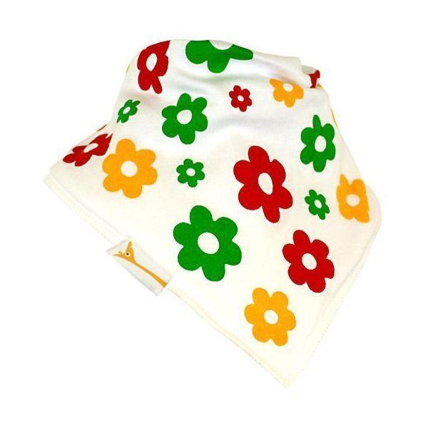 Red Green and Yellow Flower Logo - Funky Giraffe white, red, green and yellow flower bib