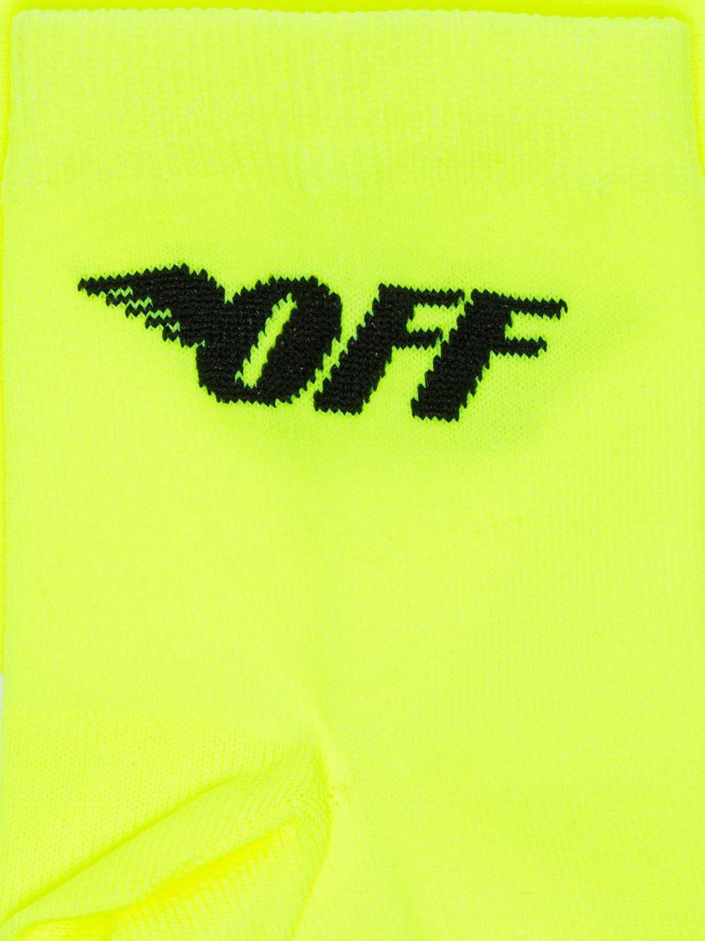Yellow Wing Logo - Off-White Fluo Yellow Wing Logo Knitted Ankle Socks | ModeSens