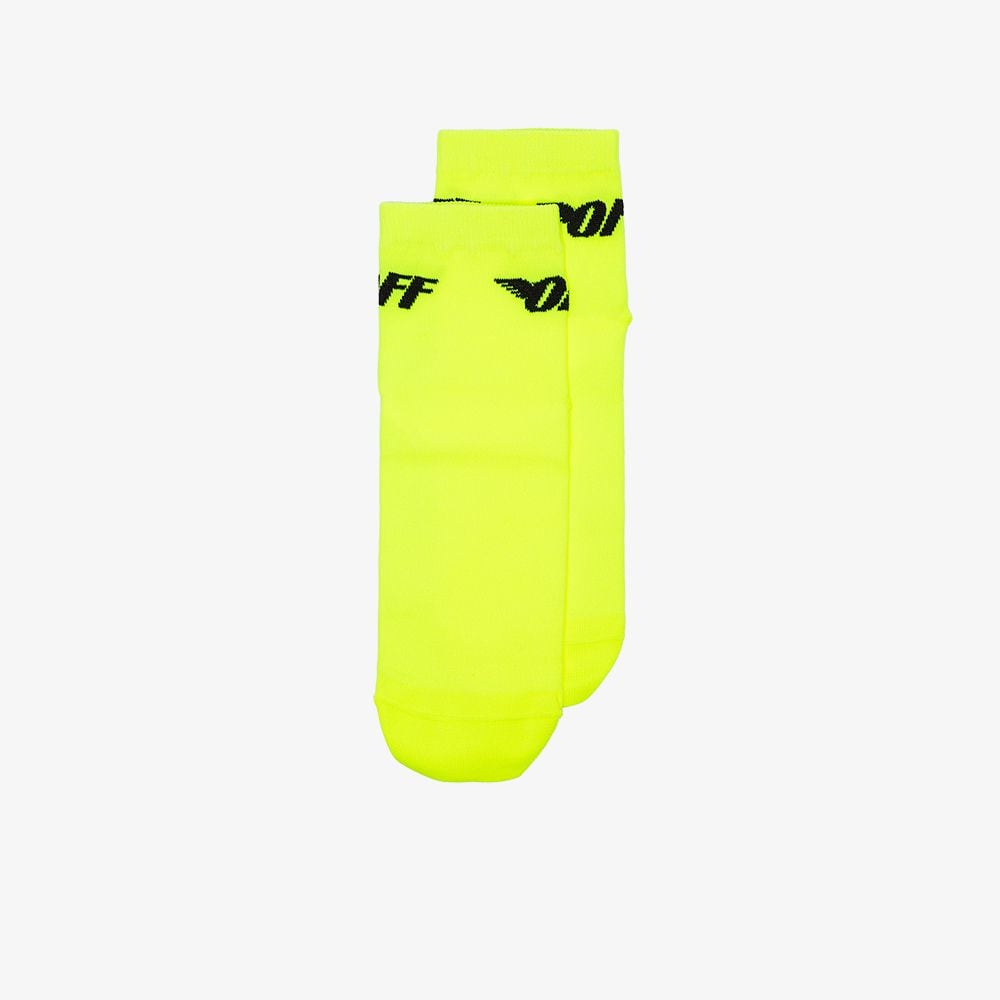 Yellow Wing Logo - Off-White fluo yellow wing logo knitted ankle socks | Browns