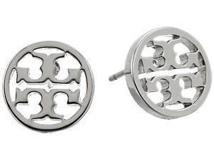 Silver Circle Logo - Tory Burch Classic SILVER Circle Logo Stud Earrings on Card w/ Gift ...