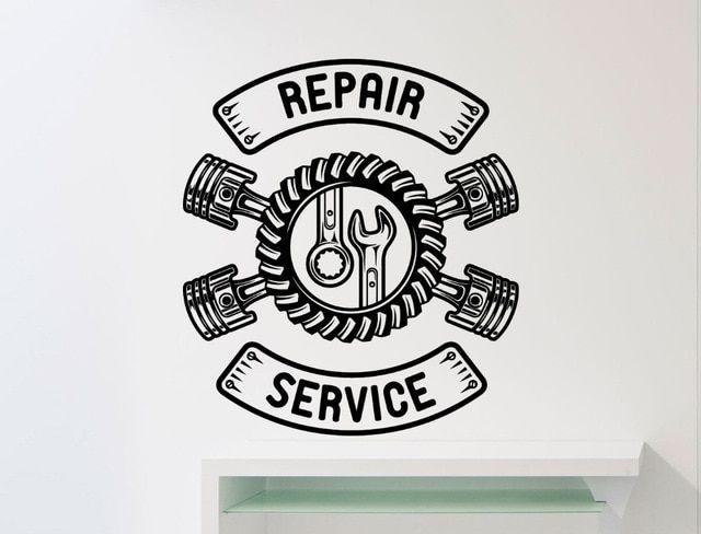 Car Service Logo - Repair Service Wall Sticker Car Workshop Logo Auto Service Vinyl ...