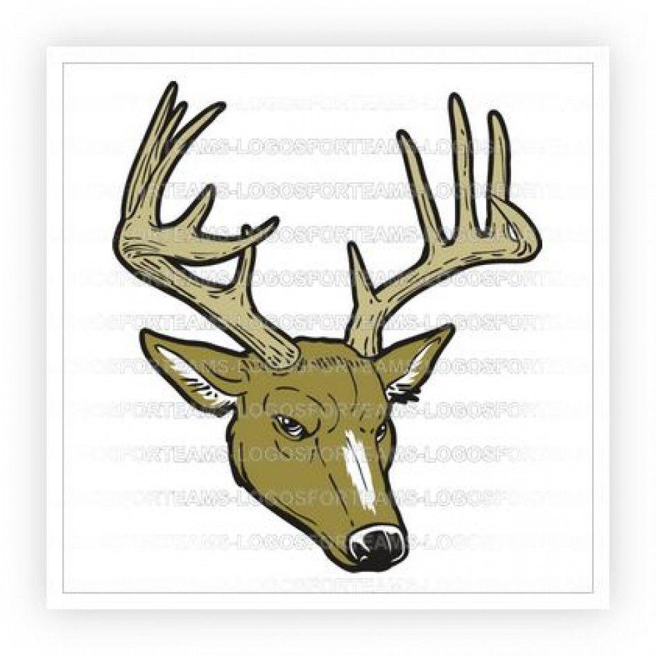 Deer Sports Logo - Sports Logo Part of Color Buck Head Deer 12 Point Hunting Hunter Graphic