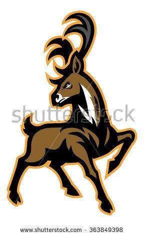 Deer Sports Logo - Buck mascot with big antler. Hunting logo. Sports logo