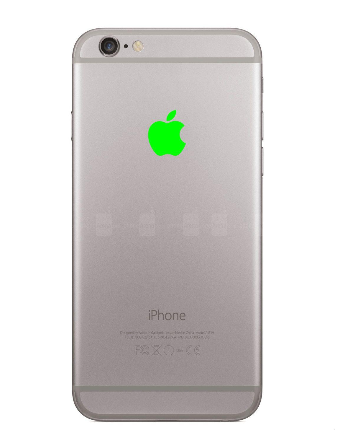 Silver Neon Apple Logo - Neon Green Apple Logo Overlay Vinyl Decal For iPhone
