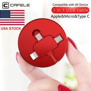 MicroType Logo - Retractable Multi 3 in 1 USB Charger Charging Cable Cord Micro Type ...