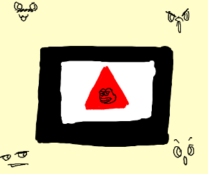Square in White Red Triangle Logo - Red Triangle on white square on black square (drawing by RogueMarble)