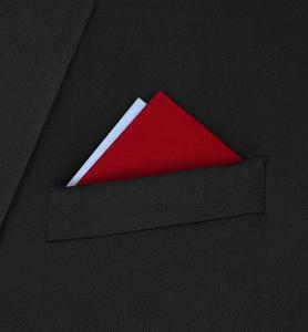 Square in White Red Triangle Logo - Notting Hill - Two Point Triangle White & Red Pocket Square – Hankyz.com
