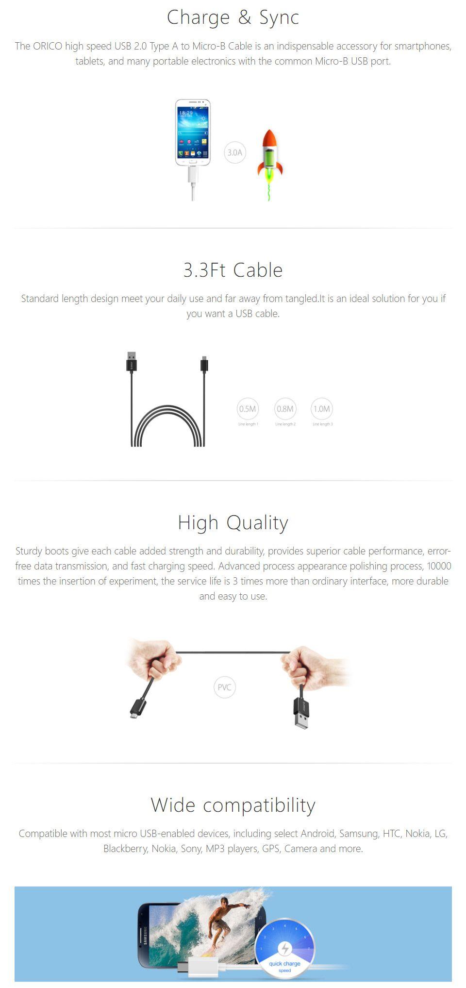 MicroType Logo - Orico Type-A to Micro Type-B USB Cable 1m [ORICO-ADC-10-WH] : PC ...