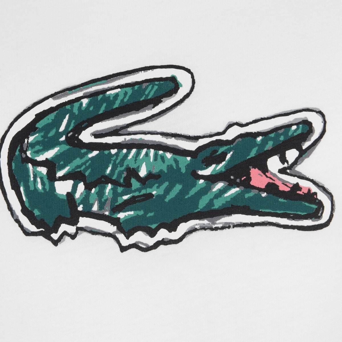White Alligator Logo - Lacoste Boys White Crocodile Logo Top