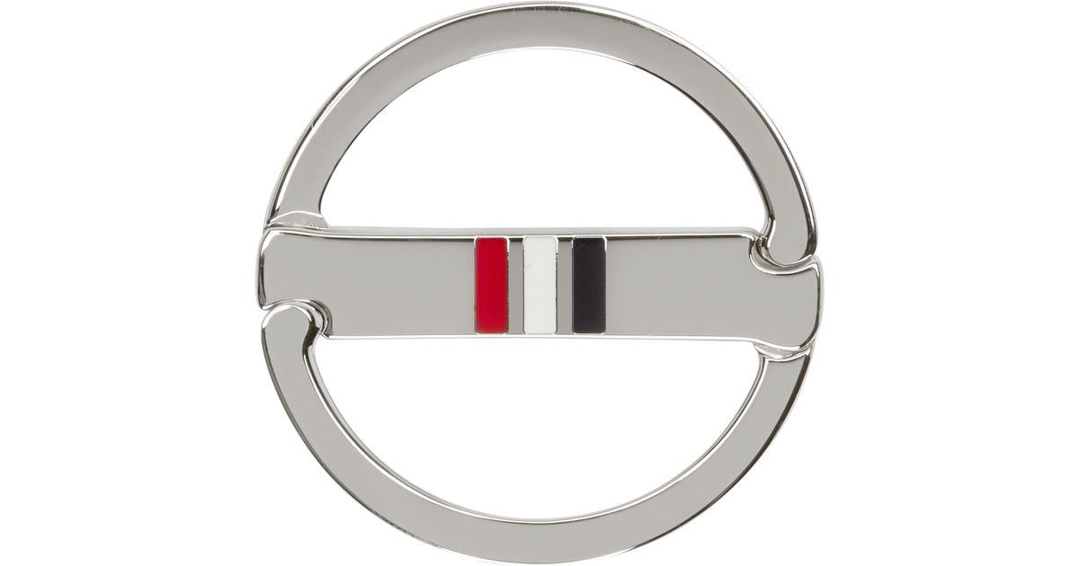 Silver Circle Logo - Thom Browne Silver Circle Keychain in Metallic for Men