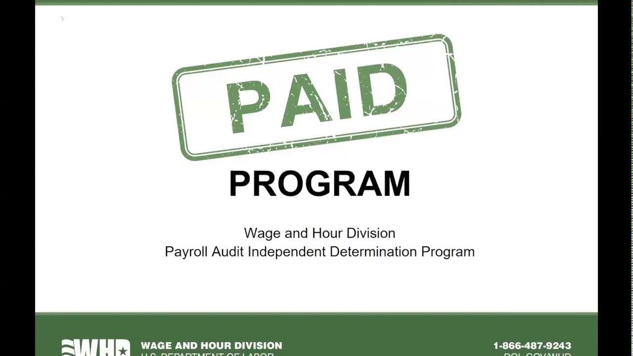 Wage and Hour Division Logo - US Department of Labor - Wage and Hour Division PAID Program webinar ...
