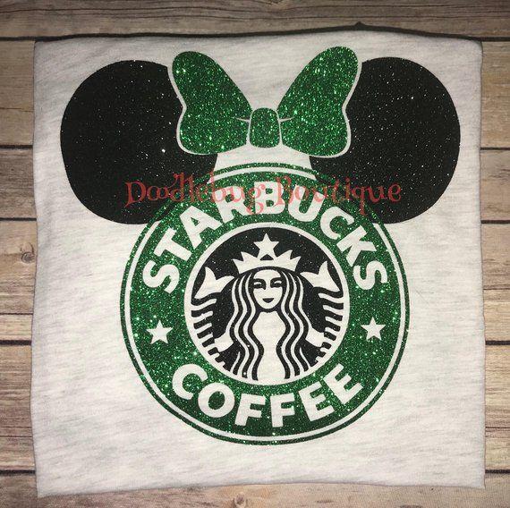 Glitter Starbucks Logo - Glitter Starbucks Minnie Mouse shirt | Etsy