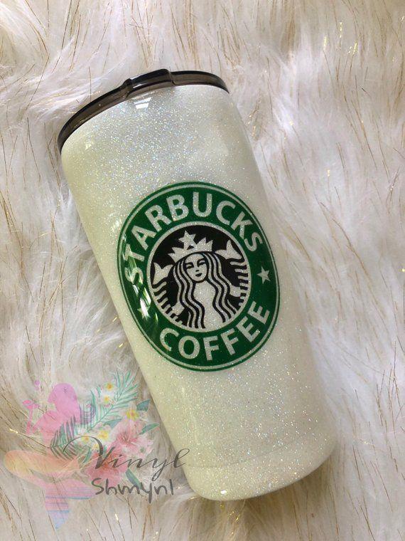 Glitter Starbucks Logo - Starbucks glitter dipped tumbler gifts white 20oz | Etsy
