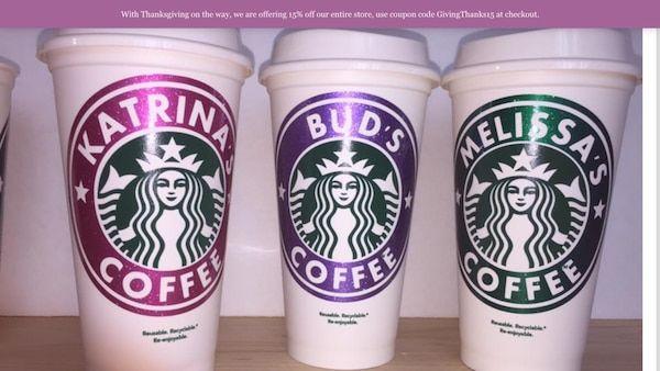 Glitter Starbucks Logo - Used Glitter name around Starbucks logo travel cup for sale in ...