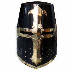 Crusader Helmet Logo - Medieval Crusader Helmet Templar Knight Helmet Black Finish Brass