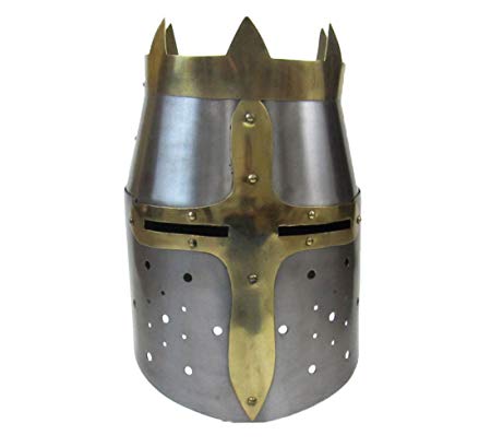 Crusader Helmet Logo - Crusader Helmet - Steel w/ Brass Details - Wearable Costume Armor ...