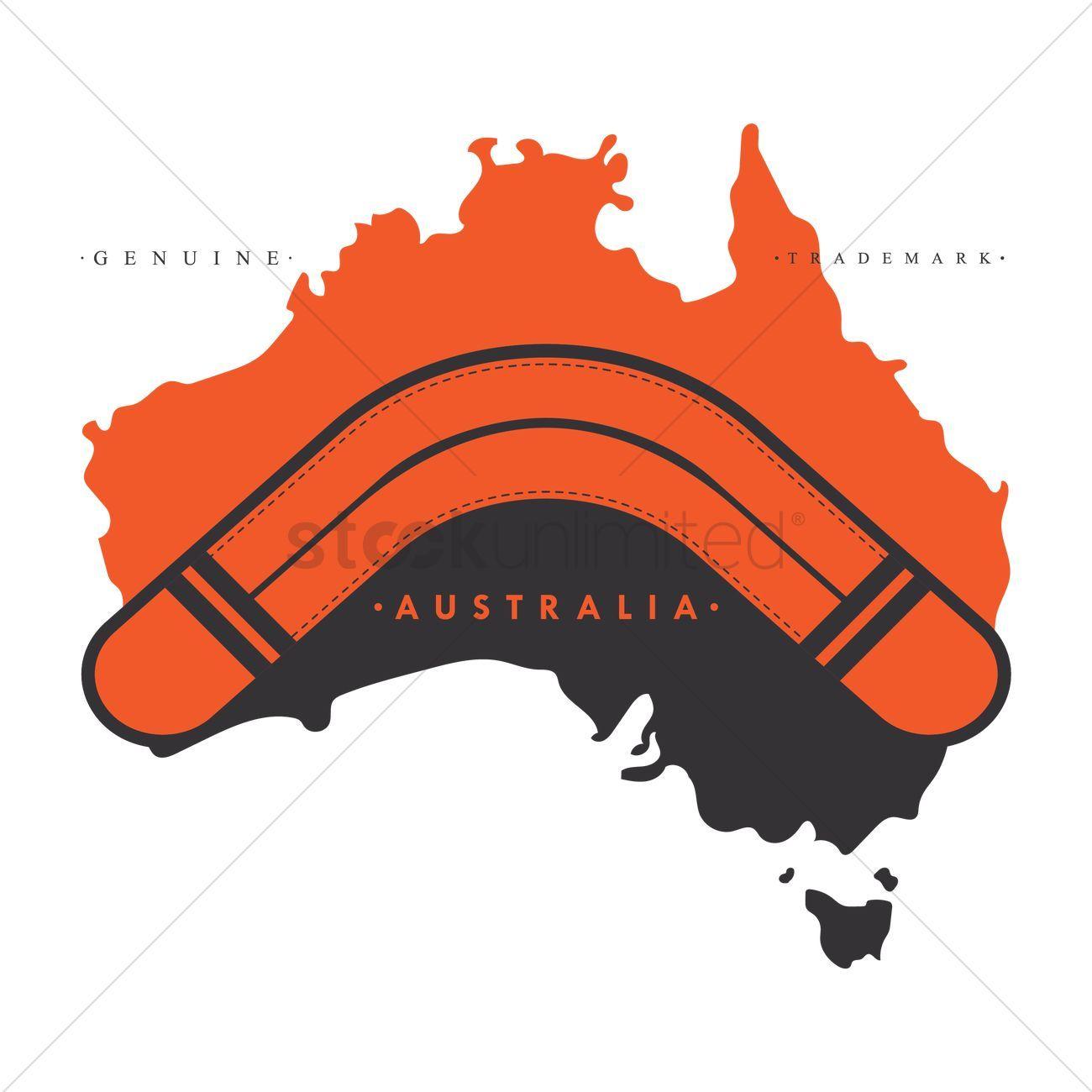 Australia Boomerang Logo - Boomerang on australia map label Vector Image - 1961580 | StockUnlimited
