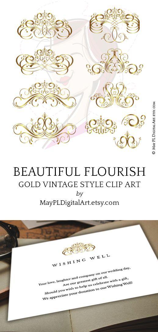 Gold Swirl Company Logo - Gold Swirl Design Flourish Clipart - Elements for DIY Business or ...