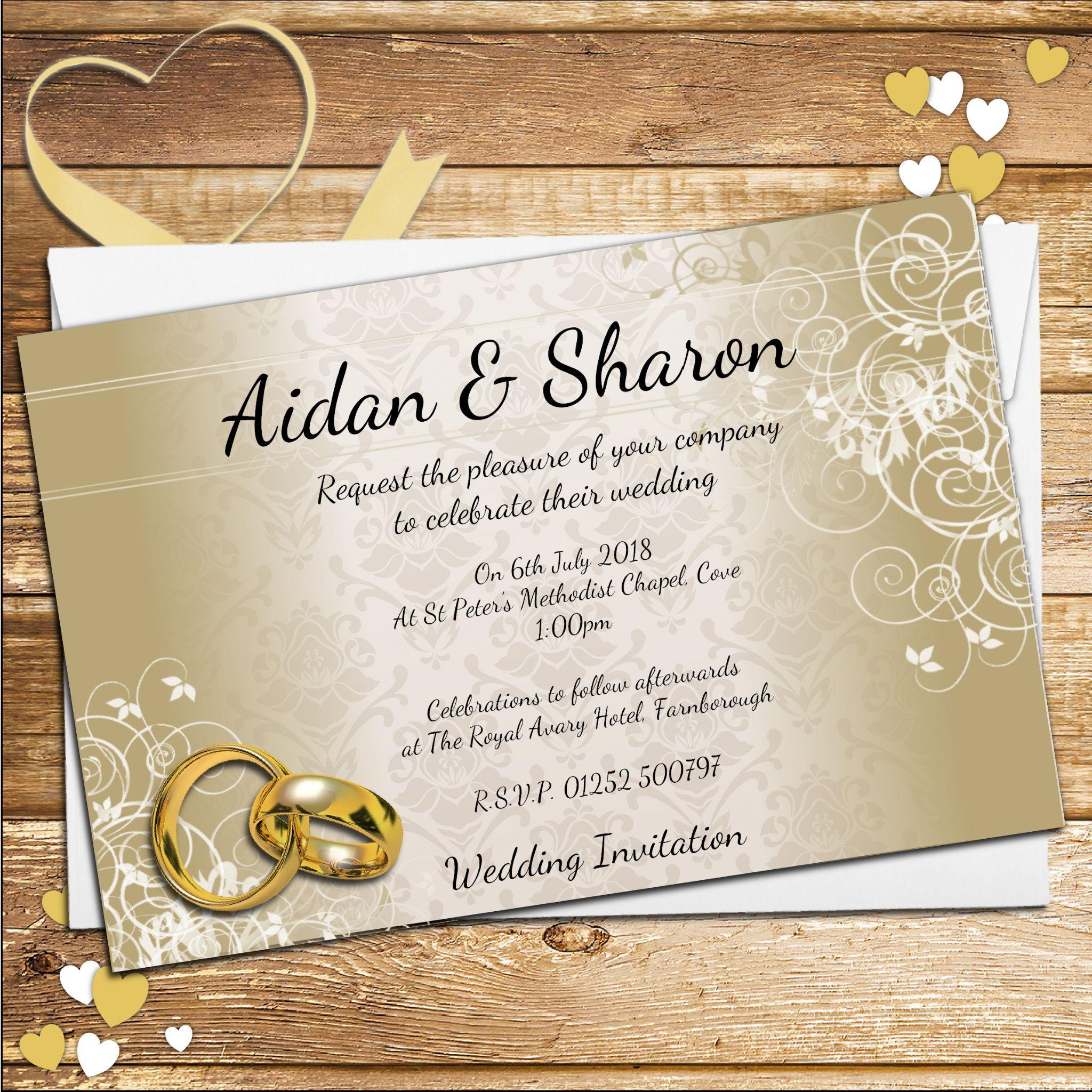 Gold Swirl Company Logo - 10 Personalised Elegant Gold Swirl Wedding Invitations Day or ...