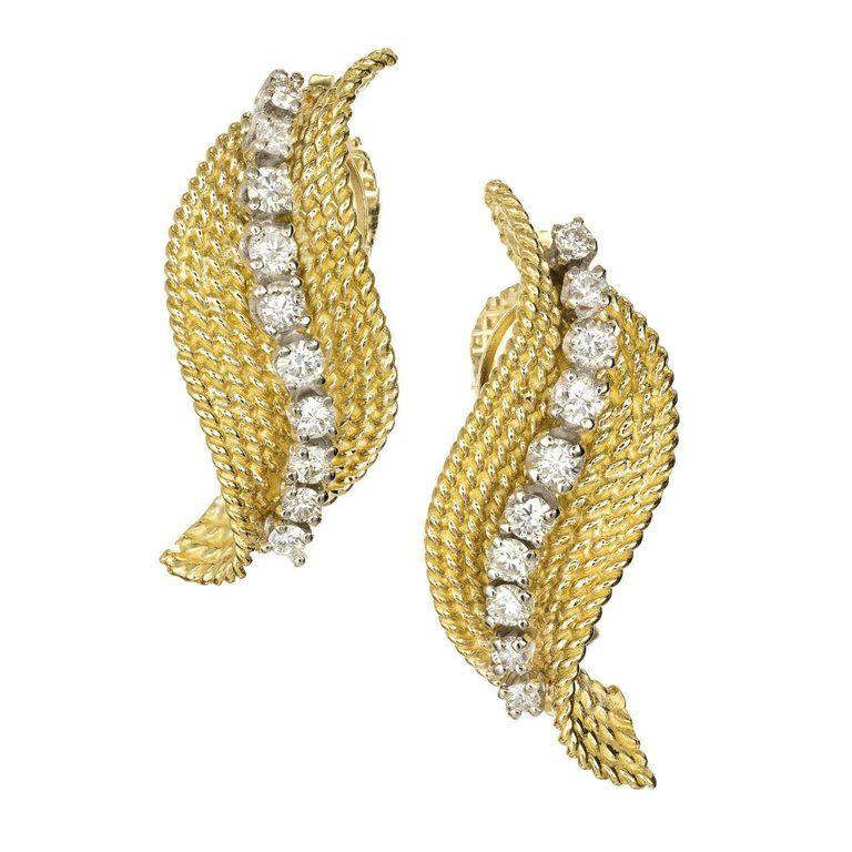 Gold Swirl Company Logo - Tiffany and Co. .70 Diamond Gold Swirl Midcentury Earrings For Sale ...
