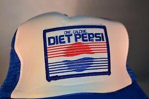 Vintage Diet Pepsi Logo - Vintage Diet Pepsi Logo Hat One Calorie Blue White Cap Trucker mesh ...