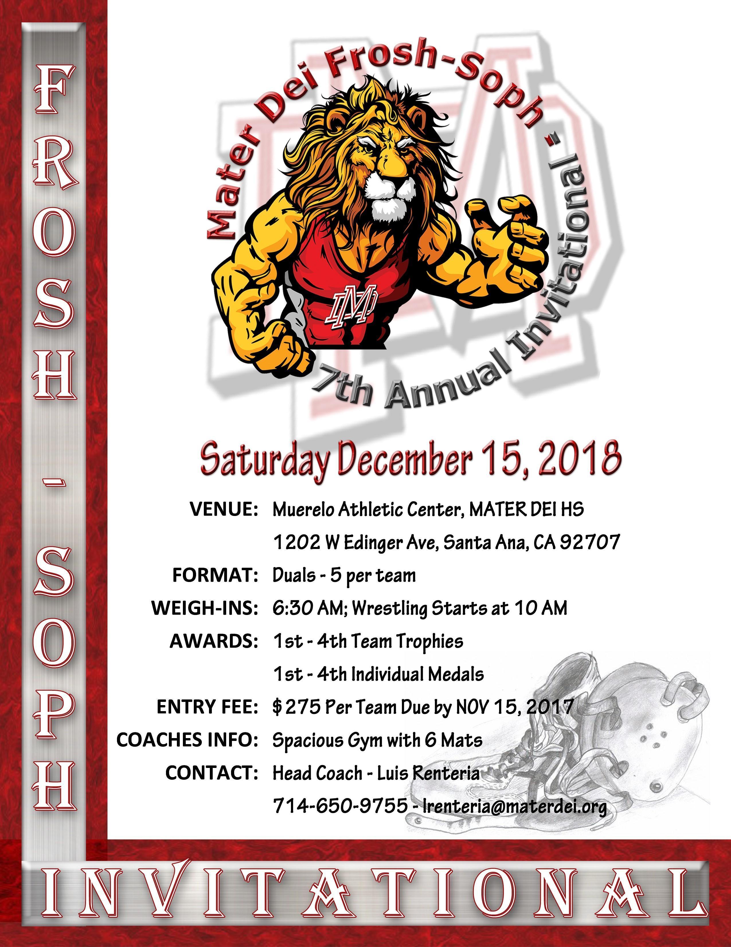 Mater Dei Lion Logo - 2018 Frosh/Soph Invitational – Wrestling – Mater Dei High School ...