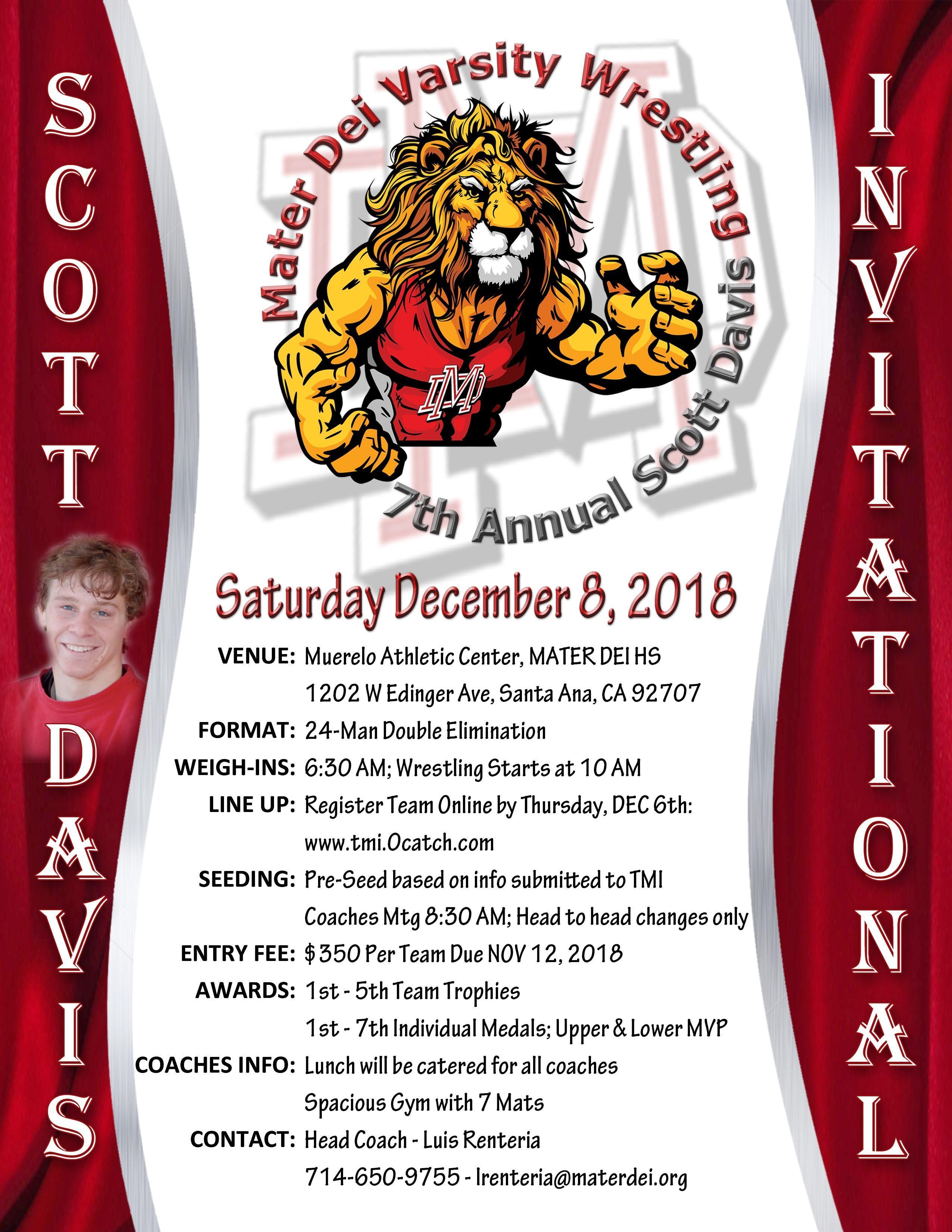 Mater Dei Lion Logo - 2018 Scott Davis Varsity Invitational – Wrestling – Mater Dei High ...