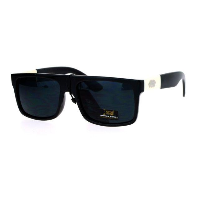 Rectangular Black and White Logo - Loc Sunglasses Mens Fashion Shades Flat Top Rectangular Black off