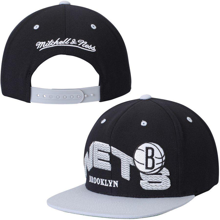 Black Wave Logo - Mens Brooklyn Nets Mitchell & Ness Black Wave Logo Two Tone Snapback