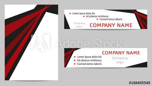 Red Triangle White Company Logo - Template cover A4 and two banners. Red triangles on the black ...