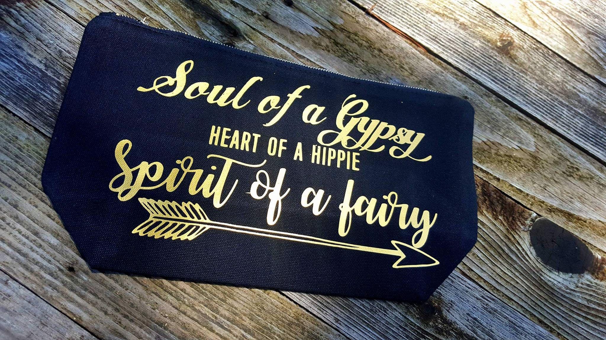 Hippie Spirit Logo - Soul of a gypsy heart of a hippie spirit of a fairy Large Makeup Bag ...