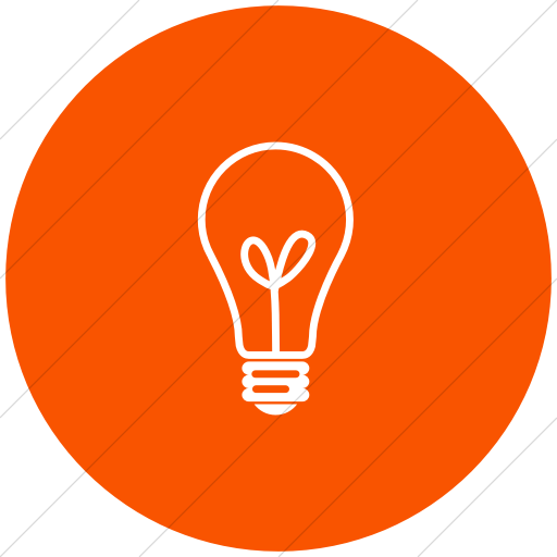 Light Bulb with Orange Circle Logo - IconsETC » Flat circle white on orange classica transparent light ...