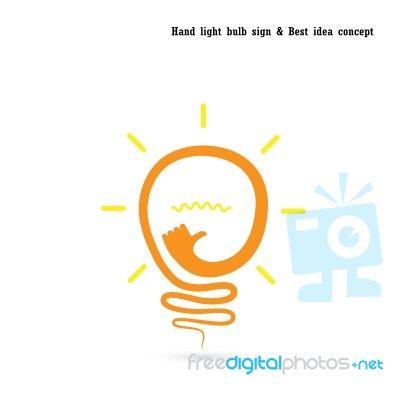 Light Bulb with Orange Circle Logo - Light Bulb Logo Design With Small Hand Stock Image Free