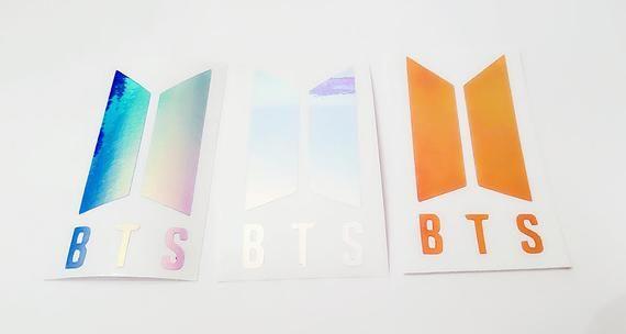 BTS Logo - K-POP BTS Logo Holographic Decal Sticker | Etsy