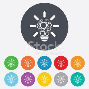 Light Bulb with Orange Circle Logo - Light Lamp Sign Bulb With Circles Symbol premium clipart