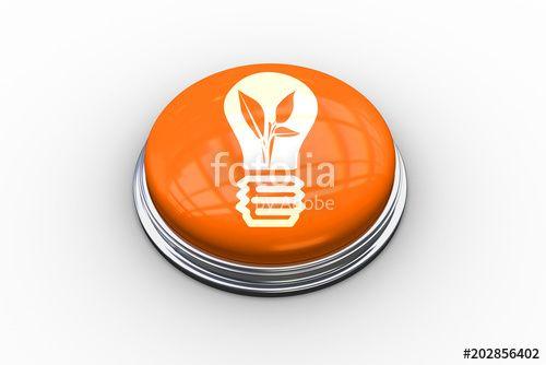 Light Bulb with Orange Circle Logo - Composite image of light bulb with plant inside graphic on shiny ...