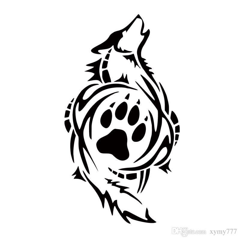 Tribal Wolf Logo - 2019 Tribal Wolf Paw Print Car Styling Decal Vinyl Personality ...